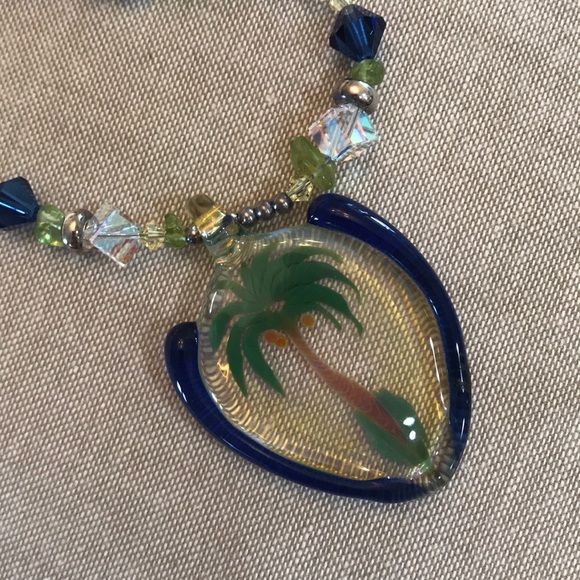 Handmade Lampwork Glass/Sterling/Crystal Necklace - Picture 3 of 8